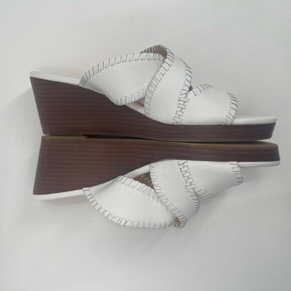 NEW JACK ROGERS Sandals Size 10 Jackie Mid Wedge White Leather Prep Summer NWOT - Picture 6 of 15